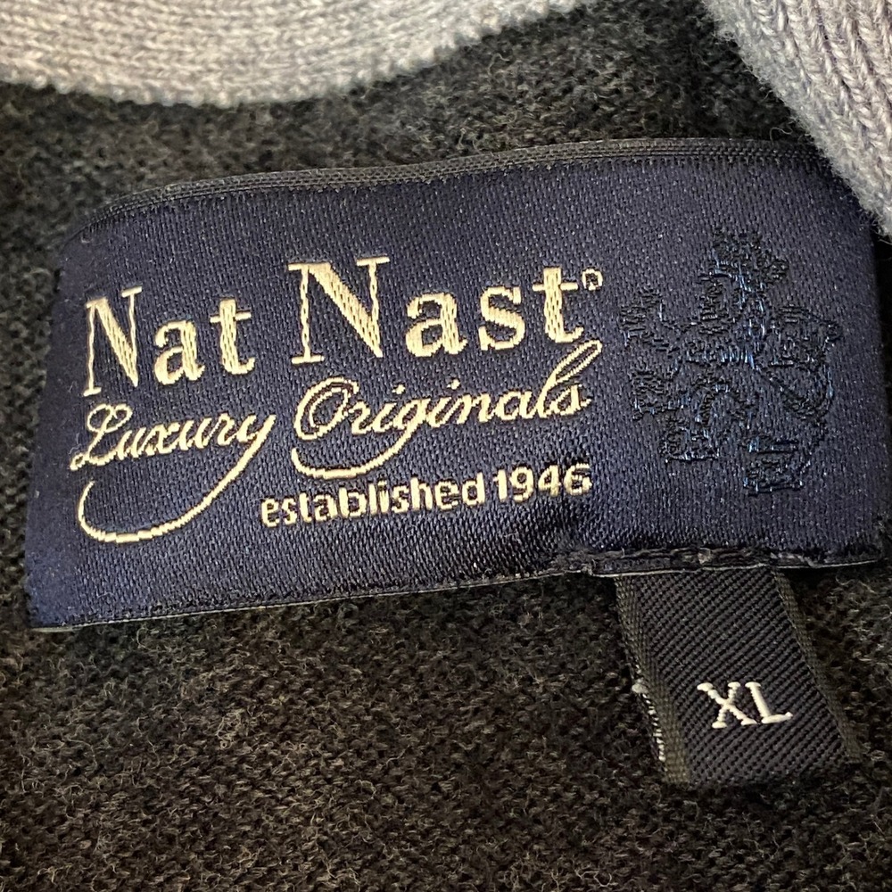 Nat Nast Luxury Originals Sweater Mens XL Charcoal Gray Cotton Cashmere 1/4 Zip - Picture 3 of 9